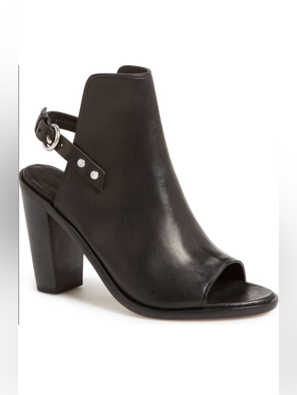 Rag & Bone Wyatt Peep Toe Leather Sandals Black 7